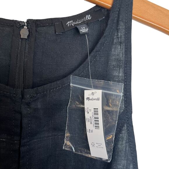 NWT Madewell Seamed Wide Leg Jumpsuit 100% Linen True Black Romper Lagenlook 12 - Picture 4 of 15